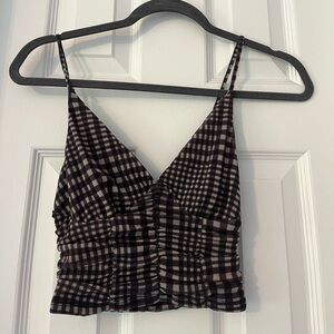 urban outfitters cute baby blue and white checkered tank top